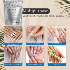 16oz White Acrylic Powder For Nail. Long-lasting, Large capacity and quick dry. Quality Salon Manicure Nail extension